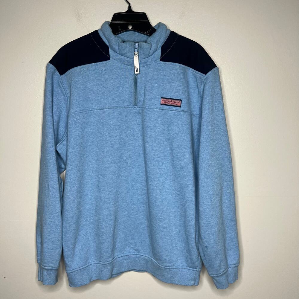 Vineyard Vines 1/4 Zip Pullover Sweatshirt Blue Sz Large Nautical Preppy Coastal